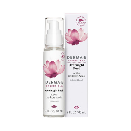 Zermet 1 DERMA E Essentials Overnight Peel – Vegan, Gluten-Free Nourishing Facial Exfoliant with Alpha Hydroxy Acid and Lactic Acid, 2 fl oz