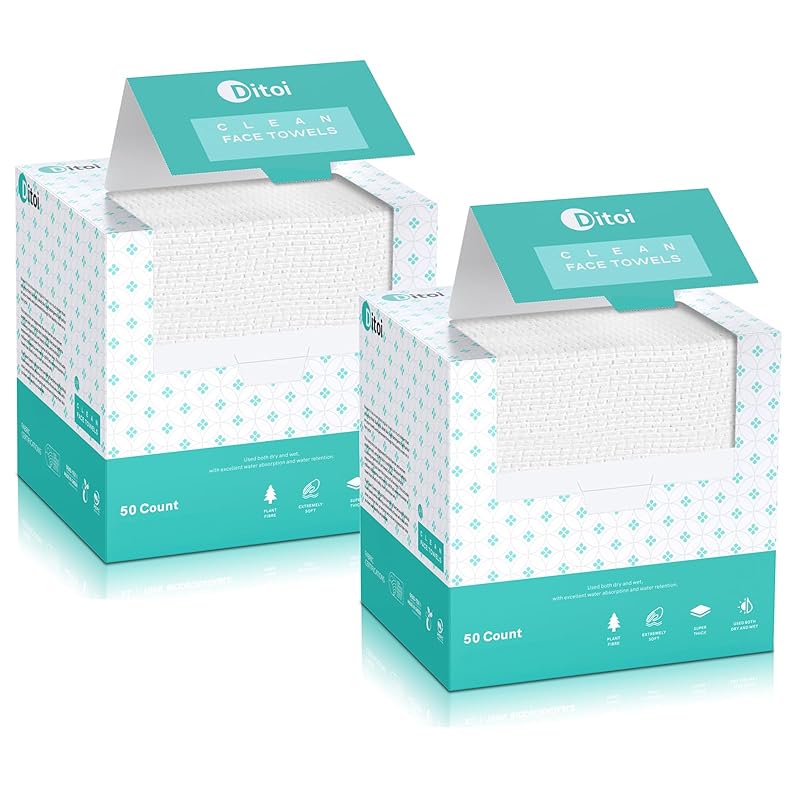 Zermet 1 Face Towels, 10"×12" Disposable Face Towel, Face Towelettes XL, Ultra Soft Makeup Remover Dry Wipes, Thick Face Towel for Sensitive Skin, 50 Count (1 Pack)