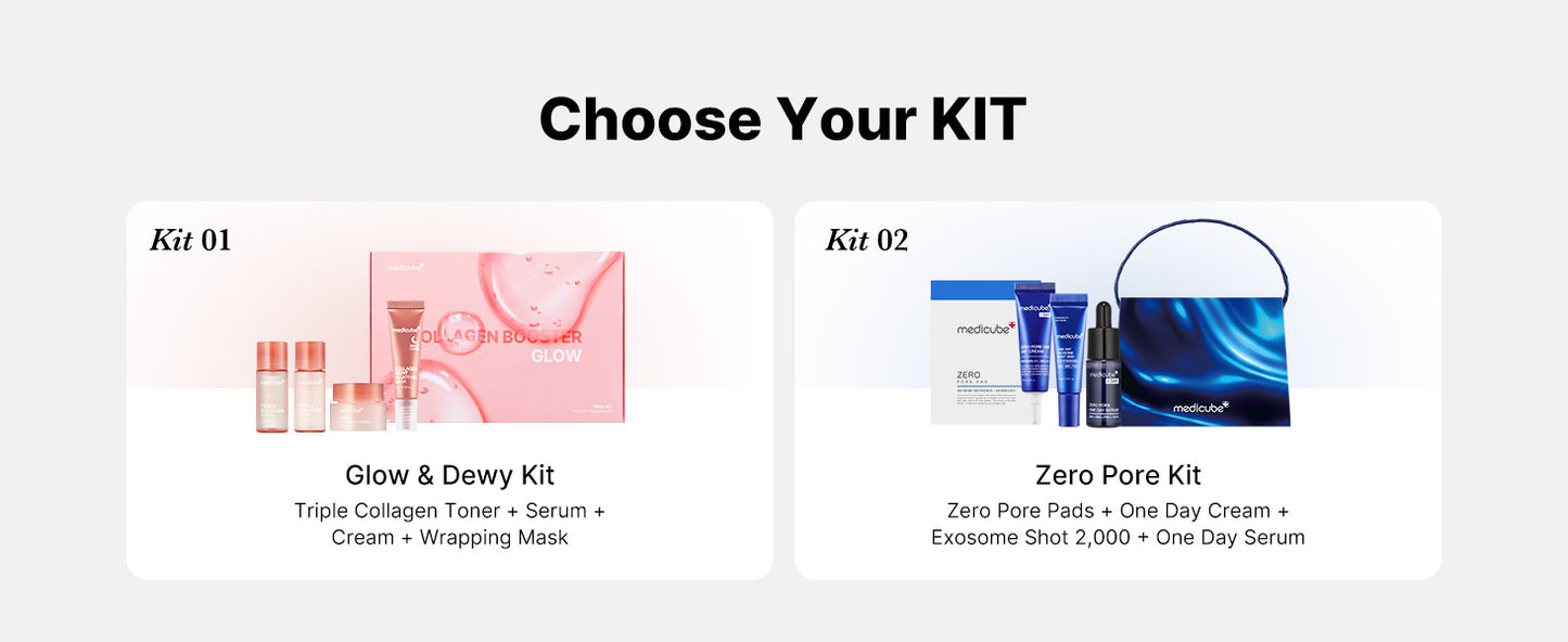 Zermet 1 medicube Glass Skin Collagen Trial Kit | Korean Skincare Set and Kit | Gifts for women | 4-Step Skincare Set for glowy skin | Travel Size