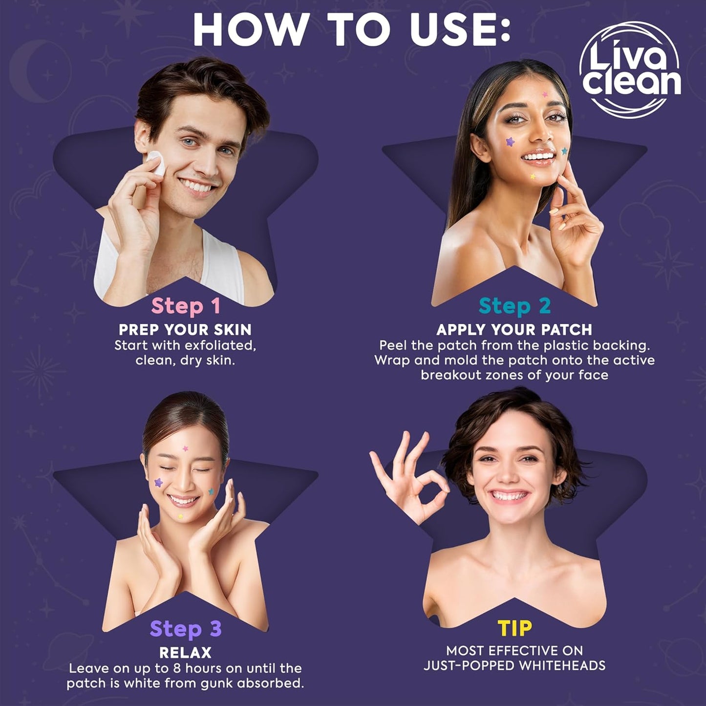 Zermet 1 LivaClean Star Pimple Patches for Face w/Hydrocolloid, Salicylic Acid & Tea Tree, 240 Patches, Hydrocolloid Acne Patch, Cute Star Pimple Patch for Healing Stickers Zit Superstar