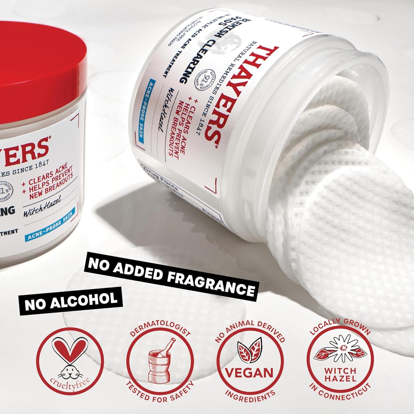 Zermet 1 Thayers Blemish Clearing Acne Pads, Salicylic Acid Acne Treatment for Face, Pore Reducing, Exfoliating, and Soothing Skincare, Witch Hazel Toner Pads, 60 Ct