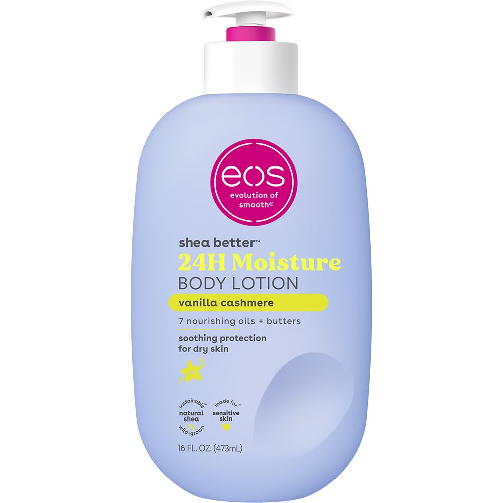 Zermet 1 eos Shea Better Body Lotion Vanilla Cashmere, 24-Hour Moisture Skin Care, Lightweight & Non-Greasy, Natural Shea, Vegan, Vanilla Body Lotion, 16 fl oz