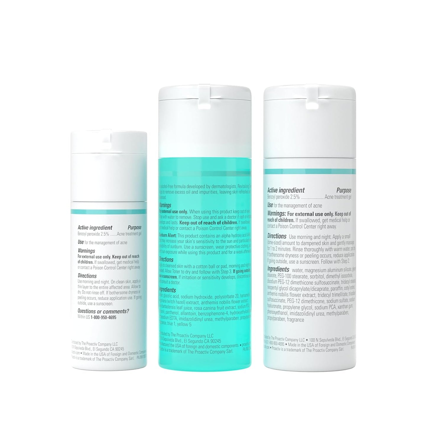Zermet 1 Proactiv 3 Step Acne Treatment - Benzoyl Peroxide Face Wash, Repairing Acne Spot Treatment for Face and Body, Exfoliating Toner - 30 Day Complete Acne Skin Care Kit