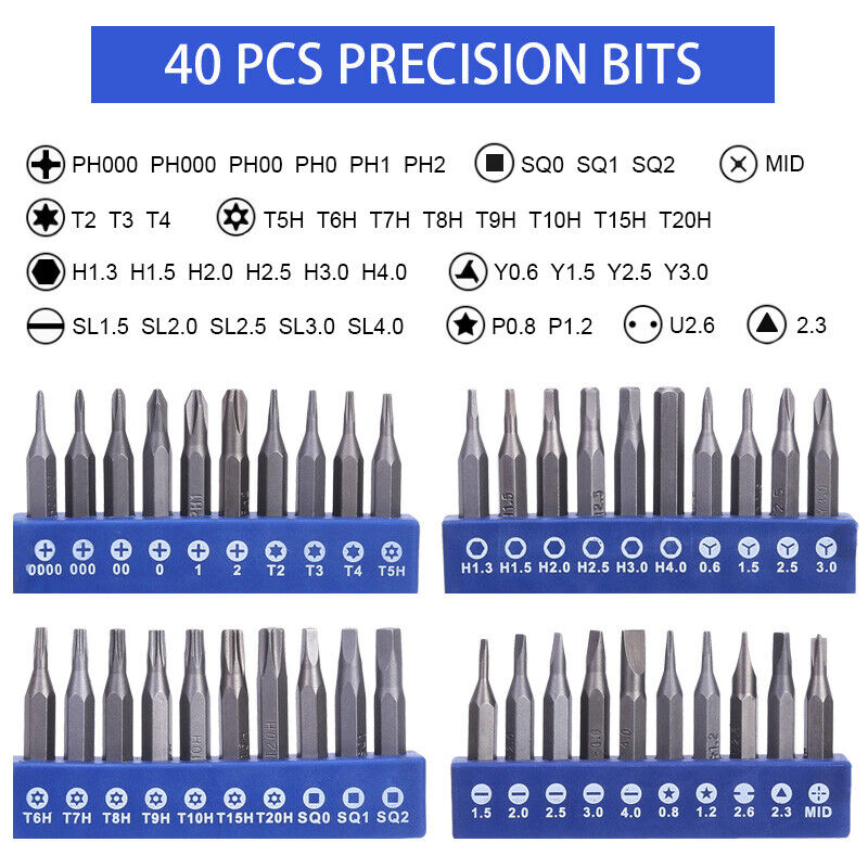 51-in-1 Small Electric Screwdriver Set Portable Cordless Phone Repair Tool w/LED