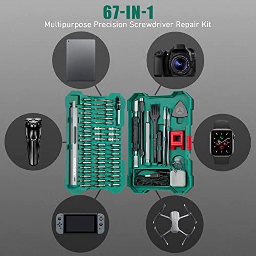 67 in 1 HYCHIKA Precision Electric Screwdriver Set Cordless Torque Rechargeable