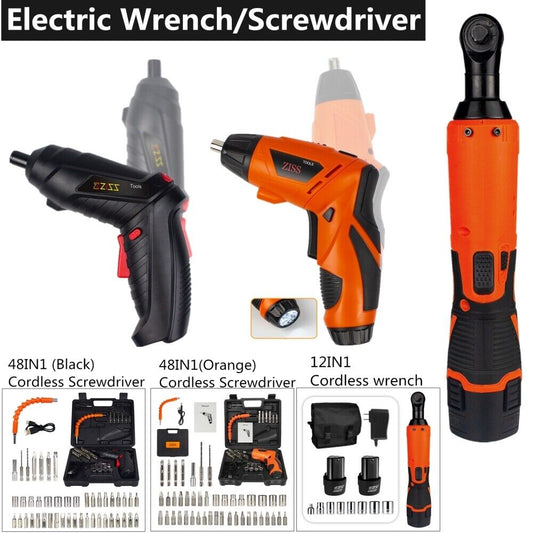 Cordless Electric Ratchet Wrench/Screwdriver Power Tool with Battery & Charger