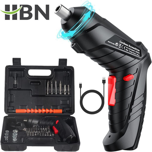 HBN 45Pcs Cordless Screwdriver Set, Electric Screwdriver USB Rechargeable Power