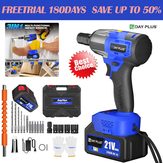 2000Nm 1/2" Cordless Electric Impact Wrench Drill Gun Ratchet Driver Car Tire US